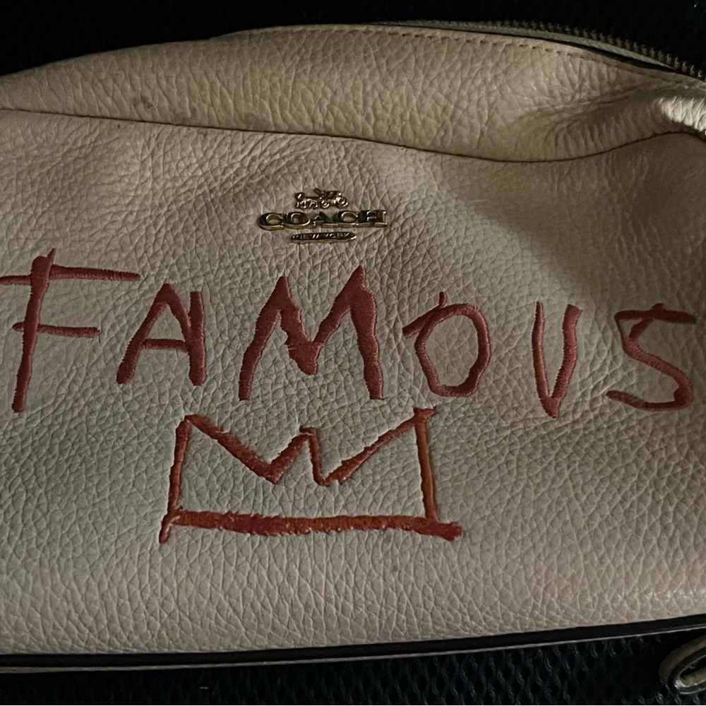 Coach Beige Leather Bag with Red Artwork